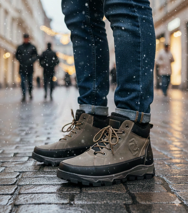 Hers Zielone trapery męskie ocieplane