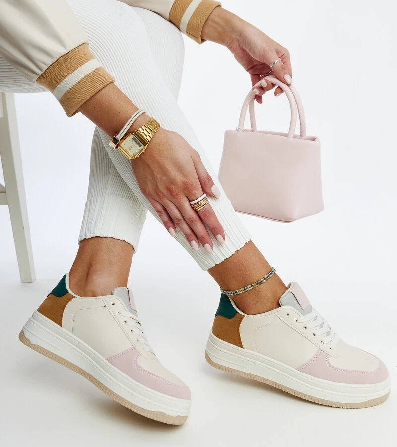 Wielokolorowe sneakersy na platformi