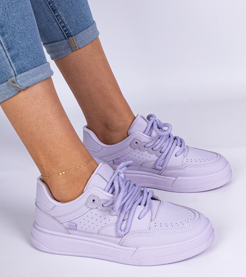 Hers Fioletowe damskie sportowe sneakersy z ekoskóry