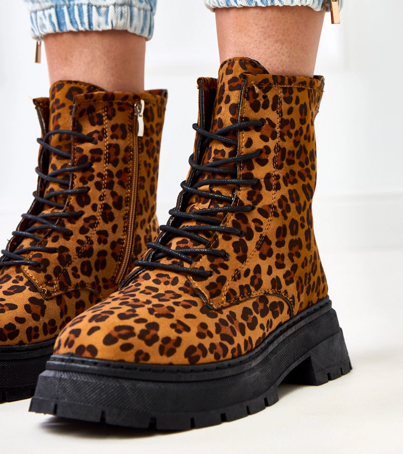 Hers Panterkowe damskie botki na platformie