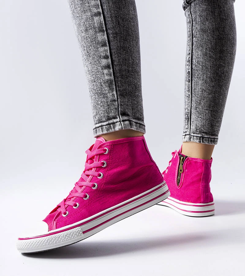 Wysokie różowe trampki na zamek