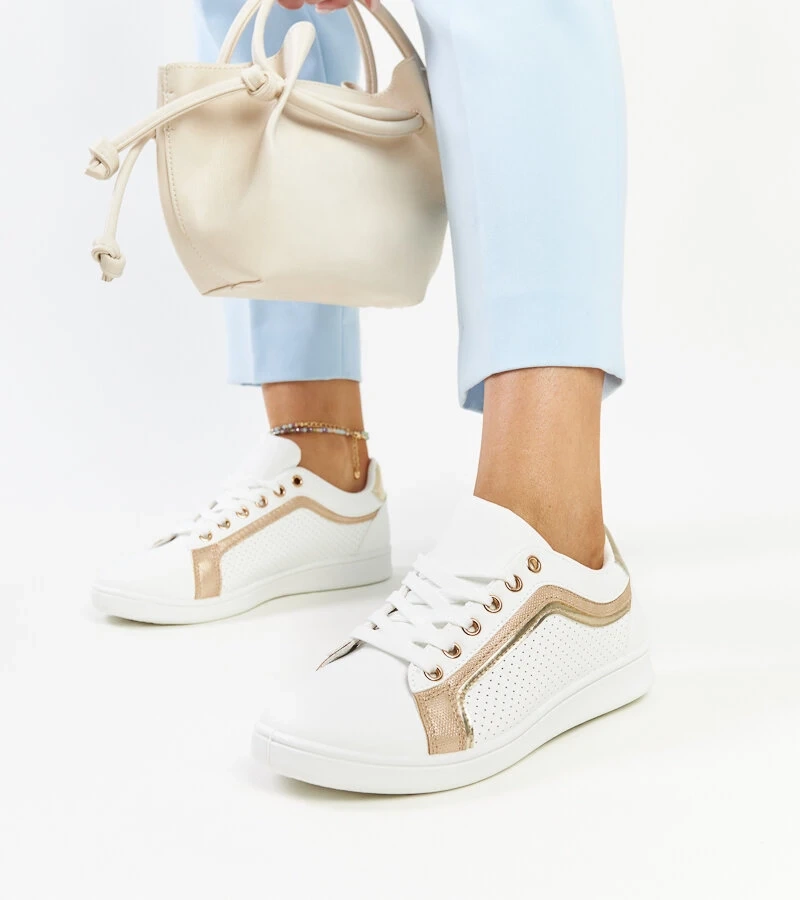 Biało-złote sneakersy na platformie