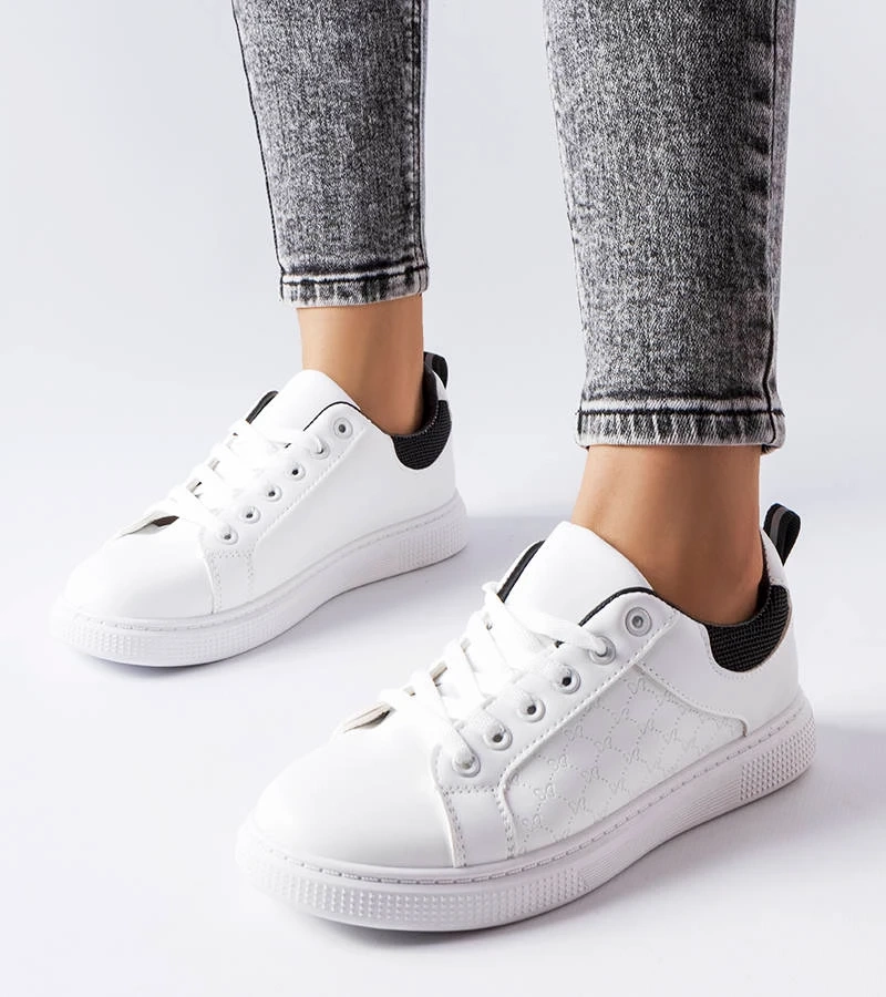 Biało-czarne sznurowane sneakersy