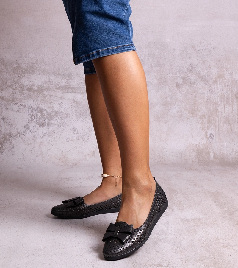 Zielone ażurowe baleriny