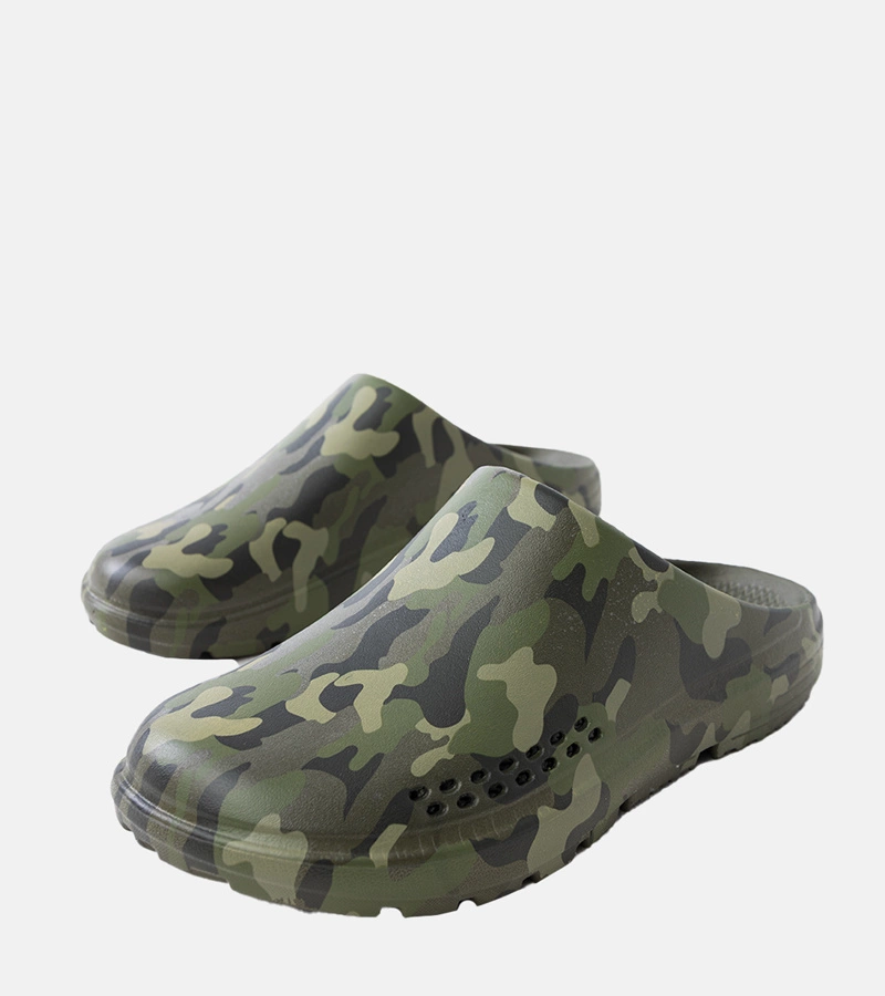 Hers Zielone klapki męskie zabudowane