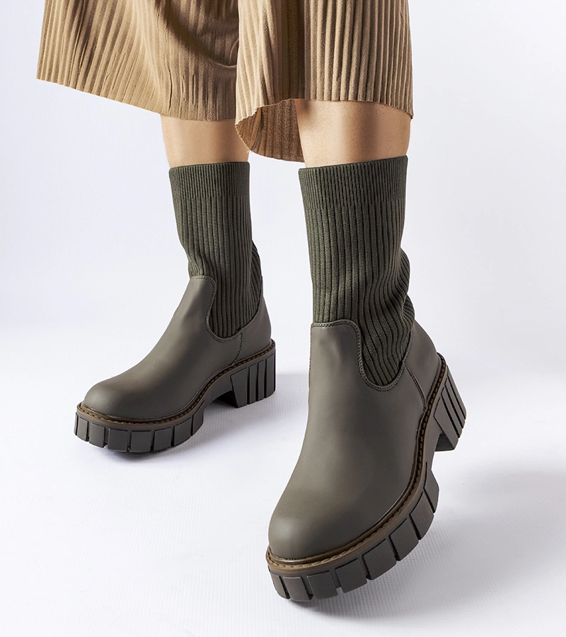 Zielone skarpetkowe botki