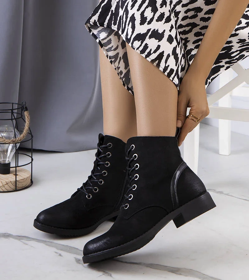 Czarne botki z eko-zamszu