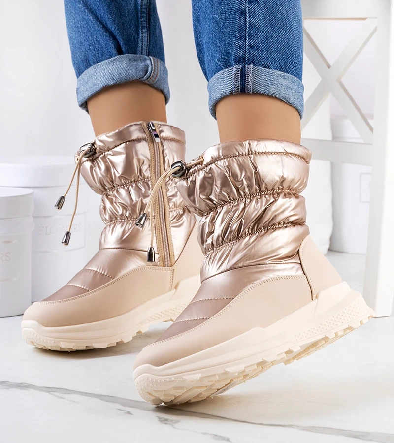 Złote śniegowce damskie