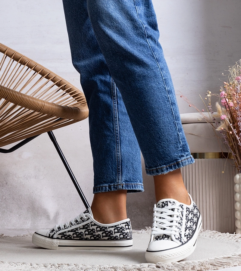 Hers Biało czarne trampki damskie