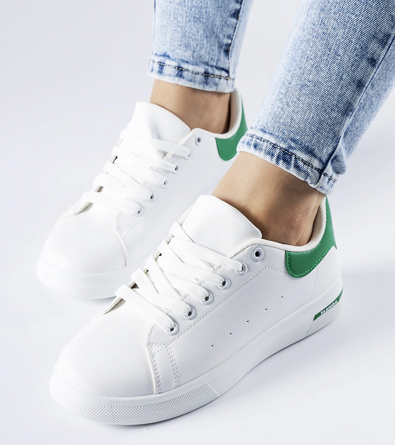 Hers Biało-zielone sneakersy