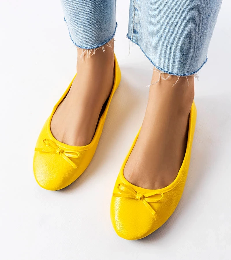 Hers Żółte balerinki z kokardką