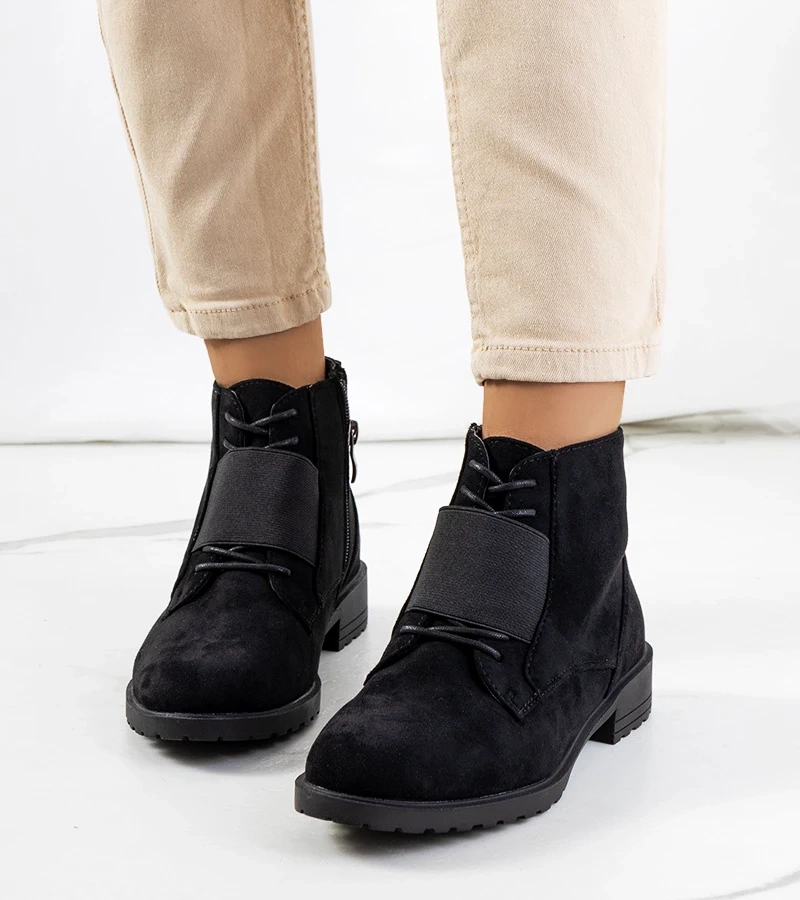 Czarne botki z eko-zamszu