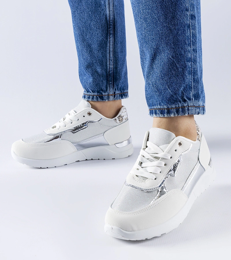 Białe brokatowe sneakersy