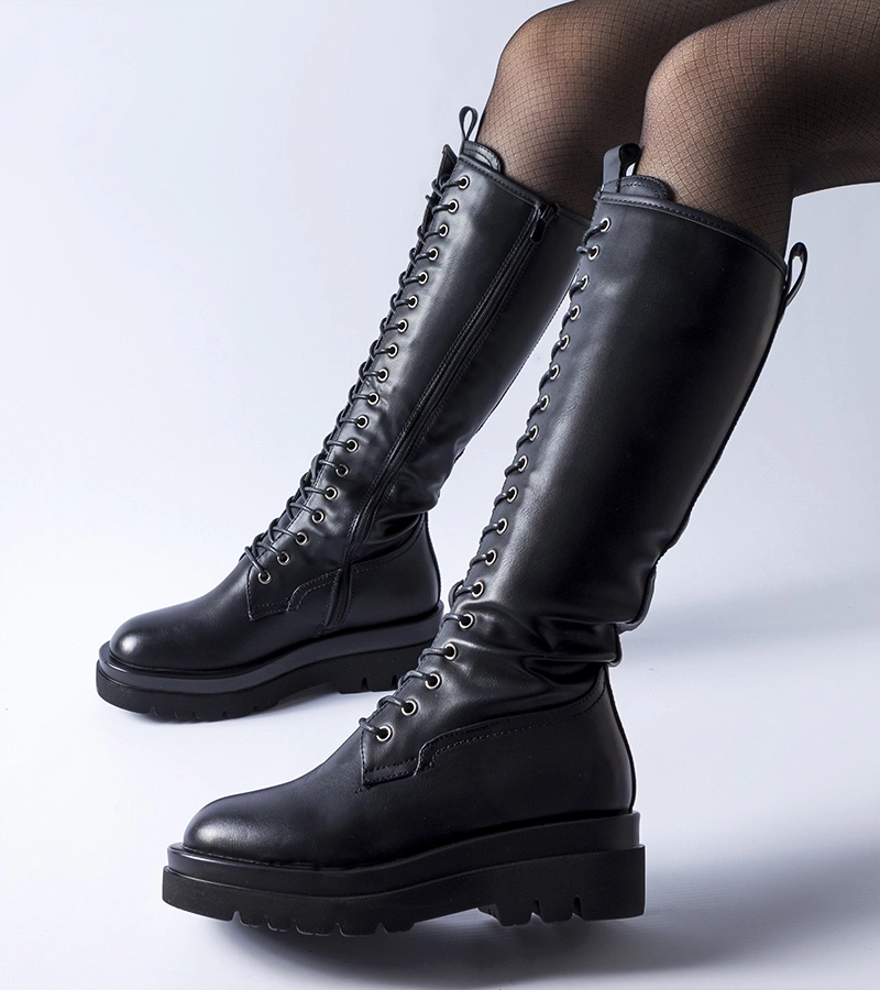 Czarne długie ocieplane workery