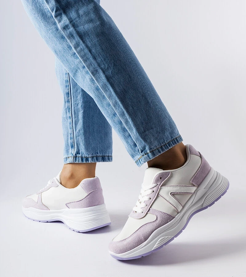 Biało fioletowe sportowe sneakersy