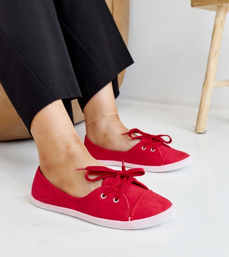 Czerwone tenisówki wsuwane eko skóra