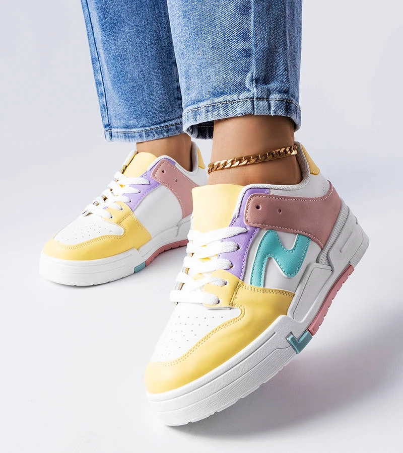 Różowo-żółte sportowe sneakersy