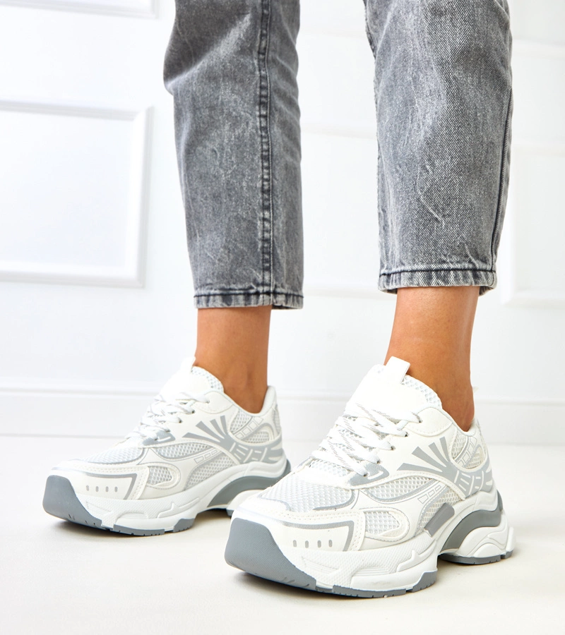 Hers Białe sneakersy sportowe na masywnej podeszwie