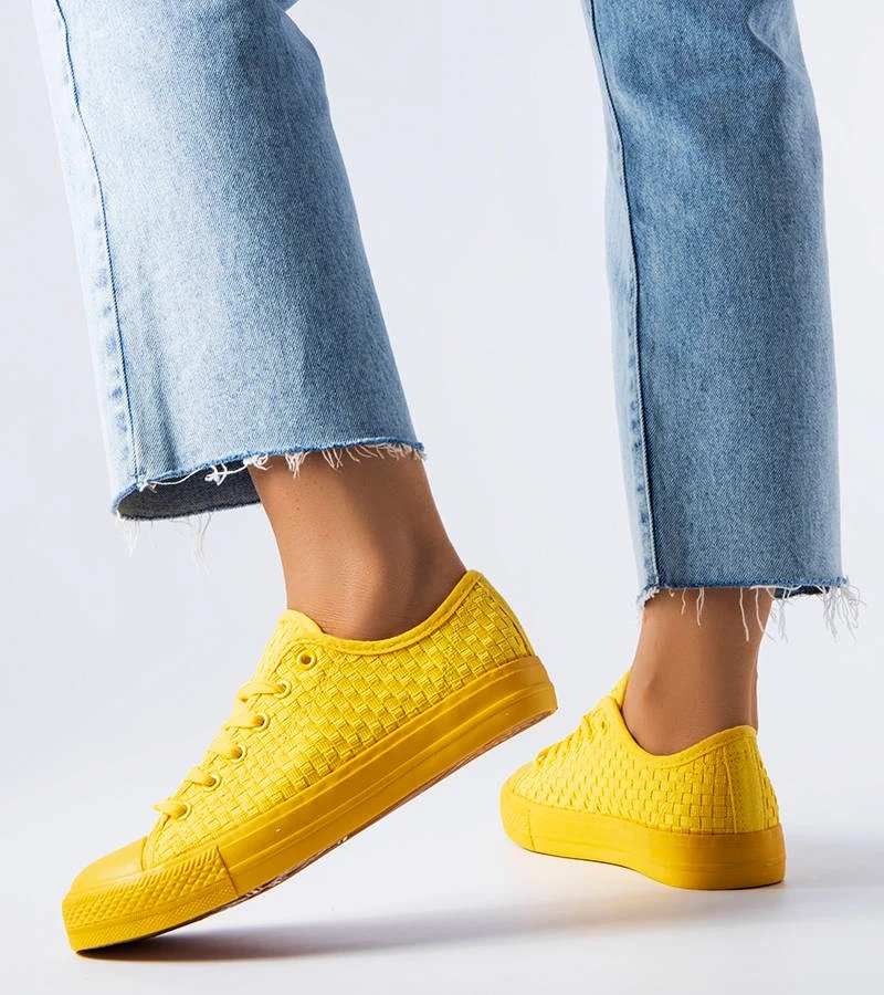 Hers Żółte plecione trampki