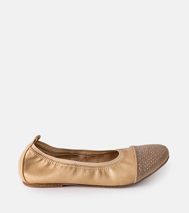 Beżowe balerinki z cyrkoniami