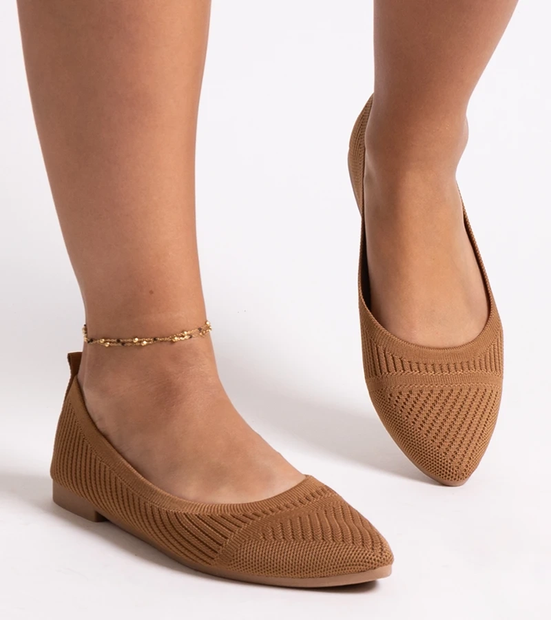 Karmelowe balerinki karmelowe materiałowe