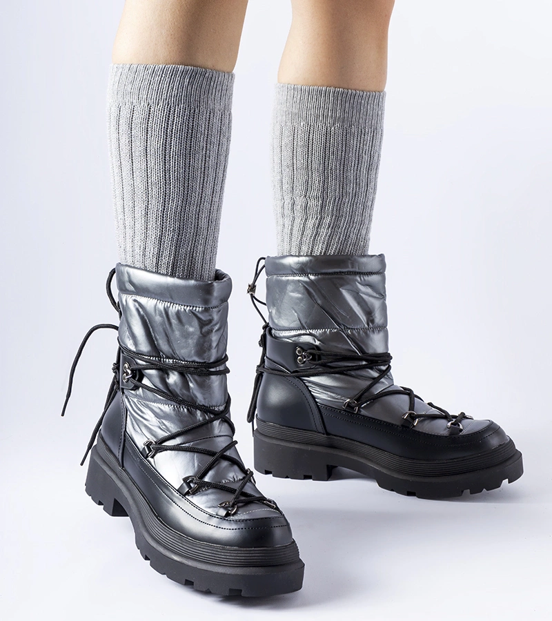 Czarno-szare śniegowce ze ściągaczem