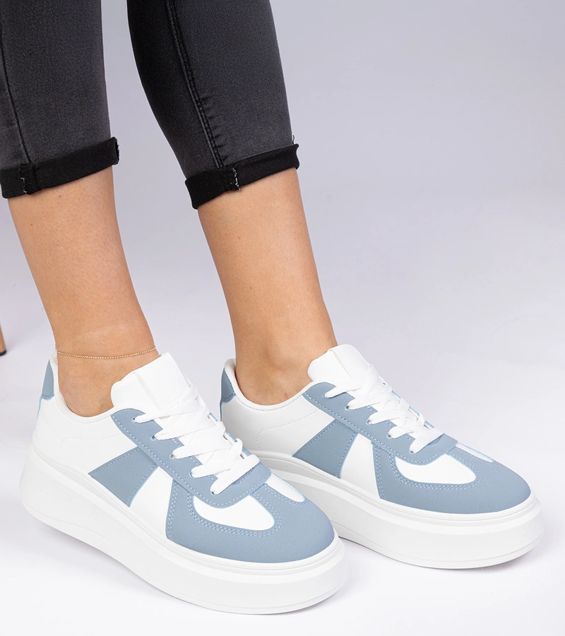 Hers Niebieskie sneakersy trampki na platformie