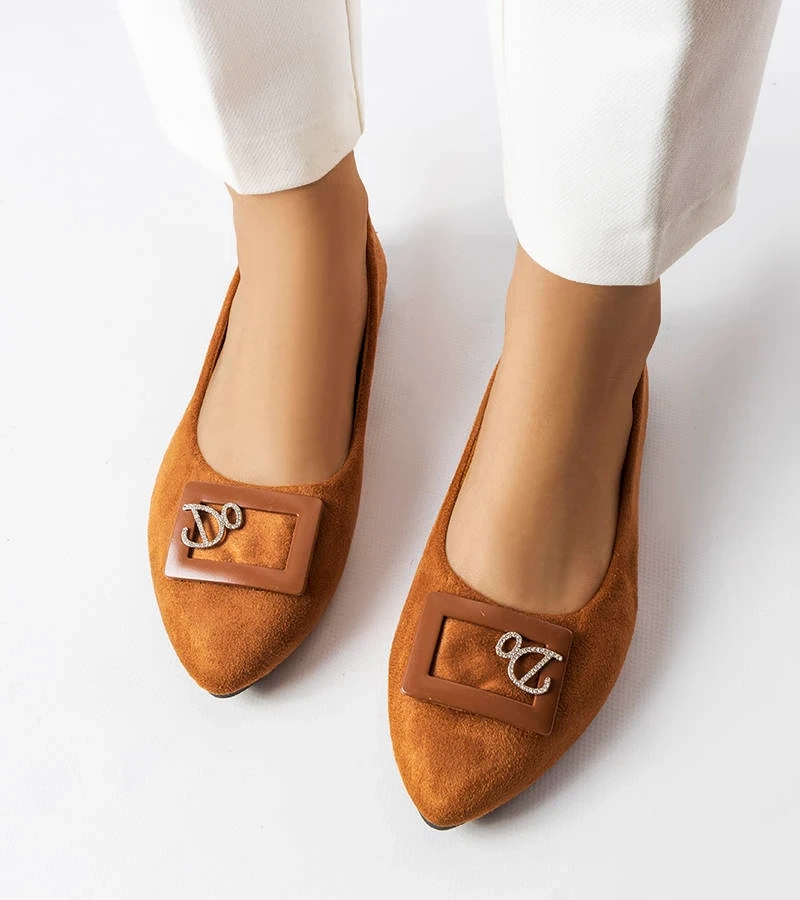 Brązowe balerinki z eko-zamszu