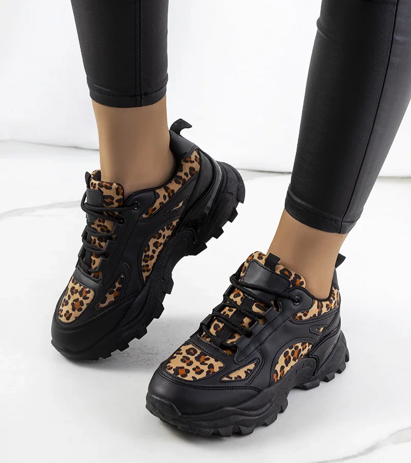 Sneakersy brązowe na masywnej podeszwie