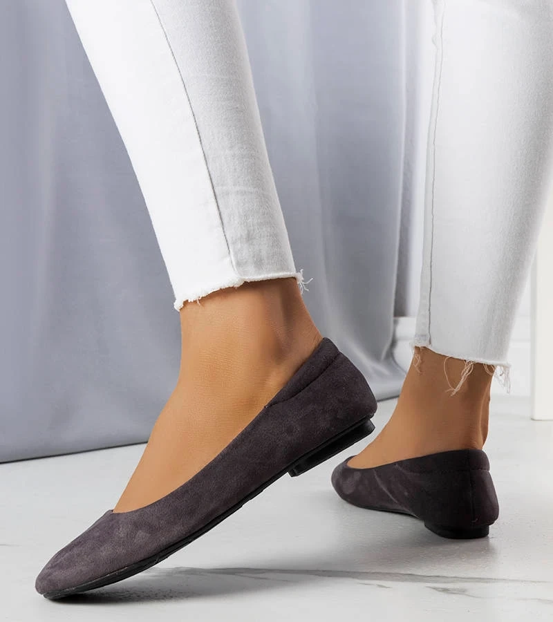 Hers Szare baleriny z kwadratowym noskiem