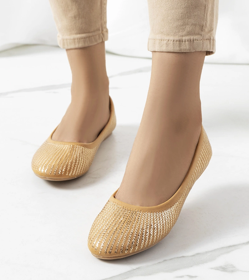 Brązowe baleriny z cekinami