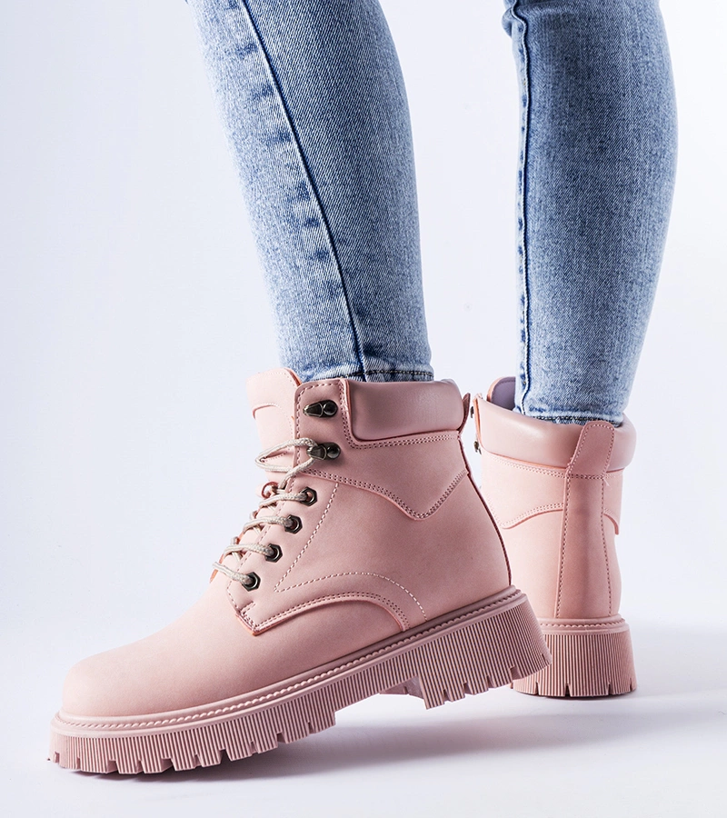 Jasnoróżowe ocieplane wiązane workery