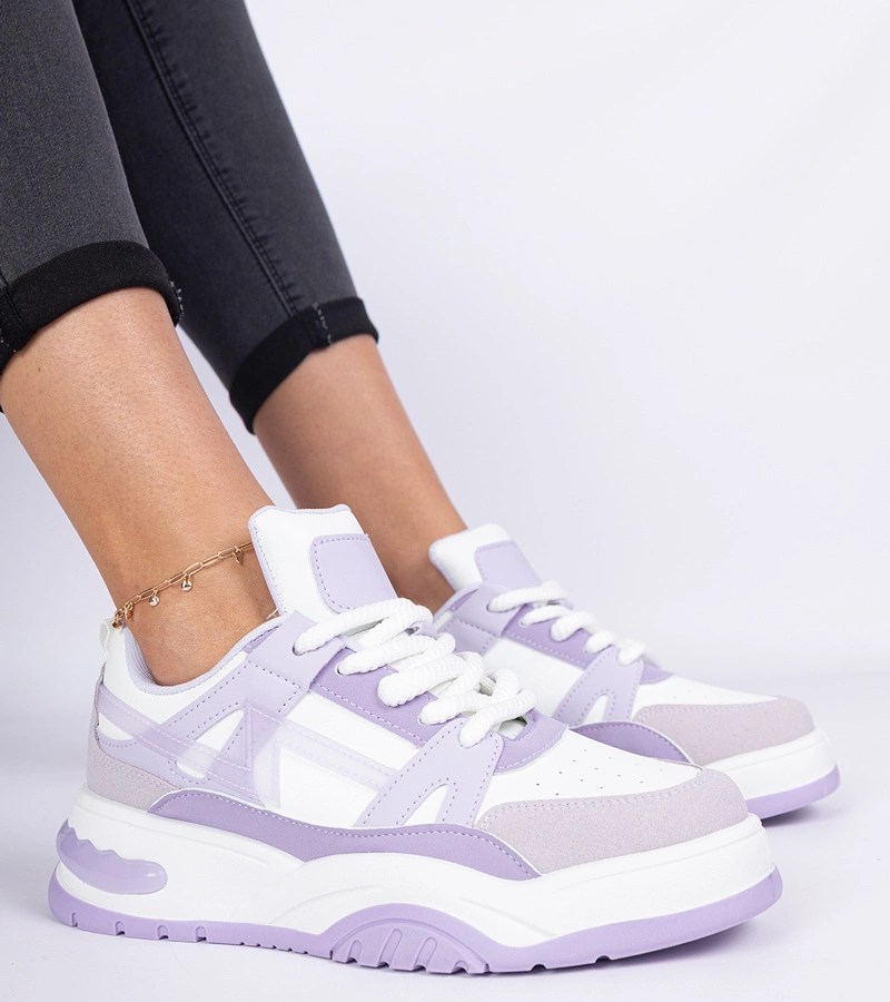 Hers Fioletowe sneakersy z grubymi sznurówkami