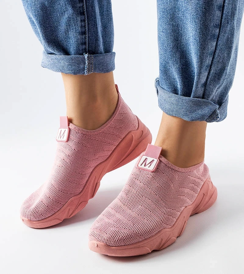 Hers Różowe materiałowe wsuwane sneakersy