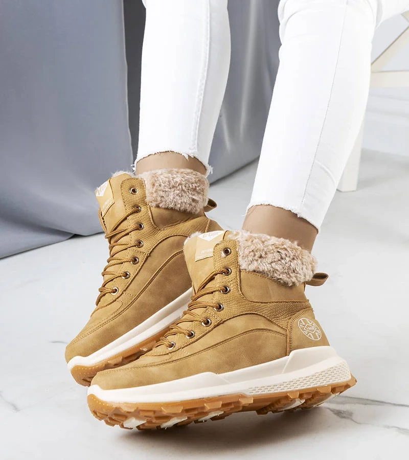 Beżowe ocieplane traperki LCJ-22-44-1361L Lee Cooper