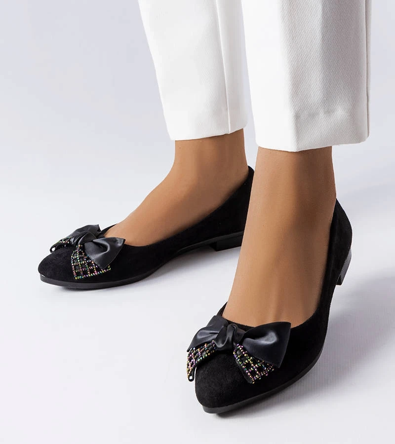 Hers Czarne balerinki z eko-zamszu