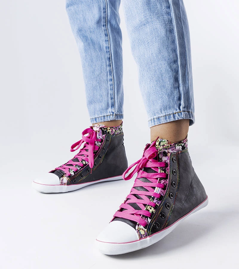 Wysokie różowe trampki na zamek