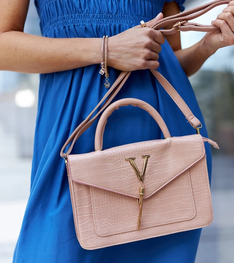 Torebka na ramię z motywem skóry krokodyla