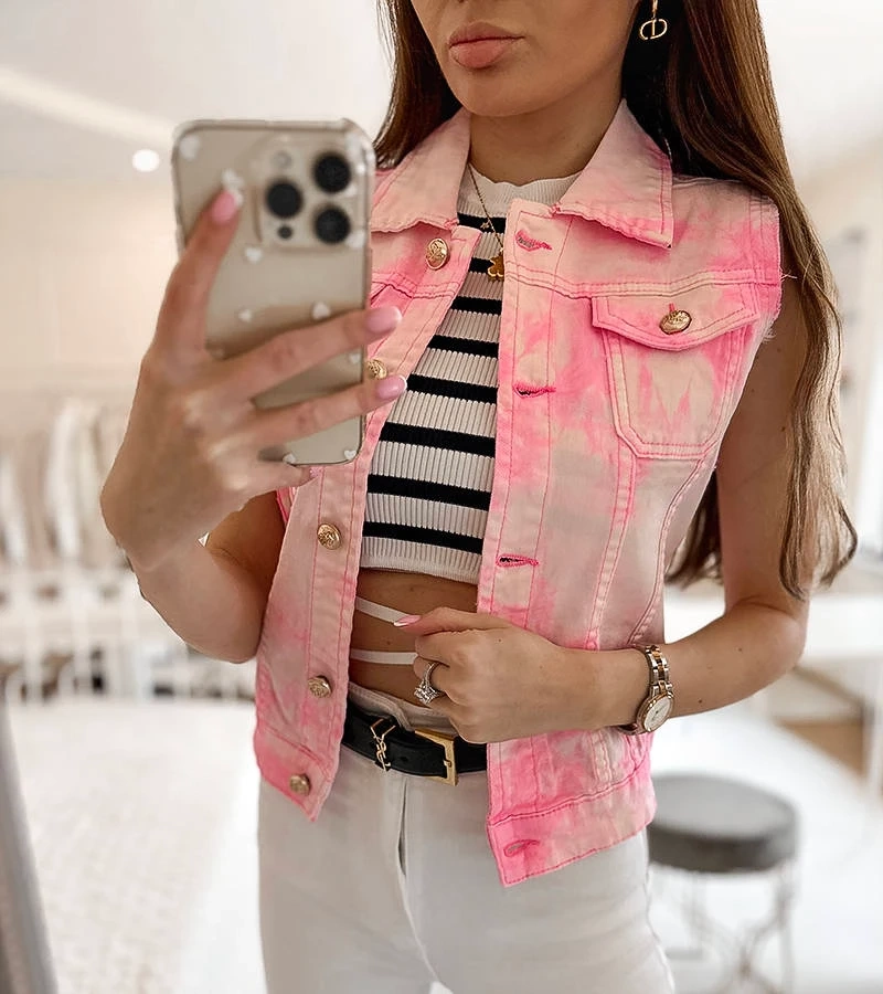 Hers Kamizelka damska biało-różowa