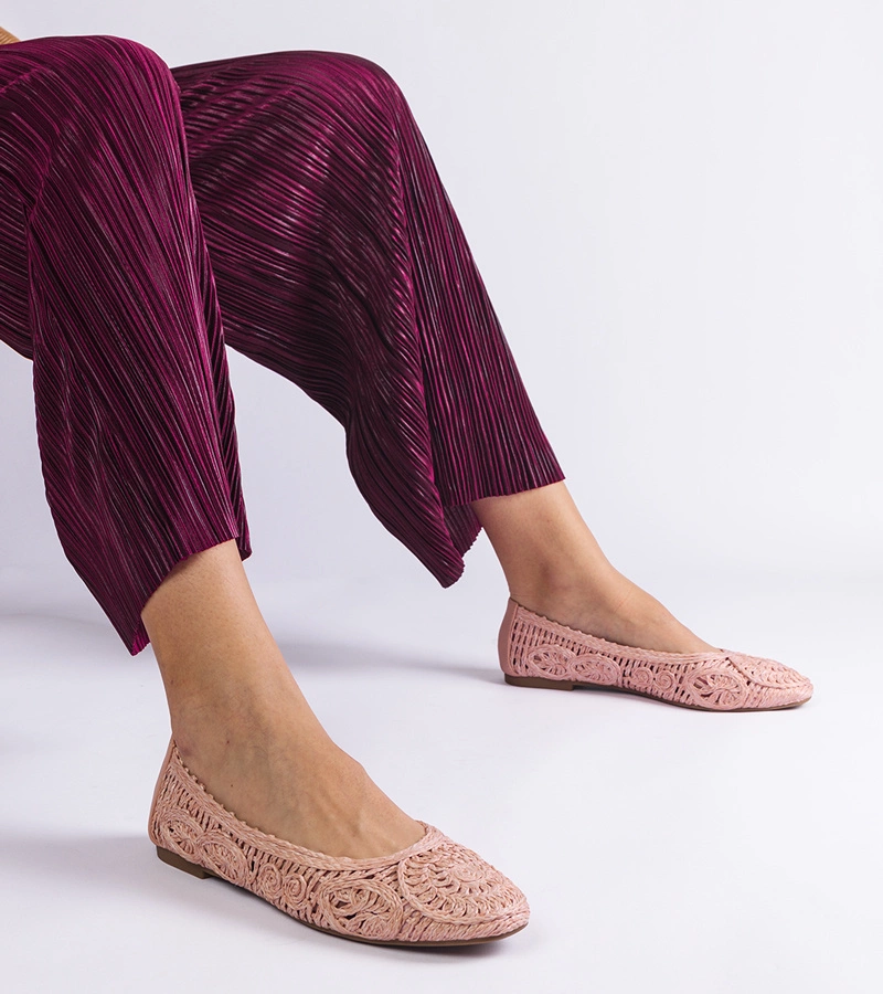 Hers baleriny damskie różowe plecione eleganckie