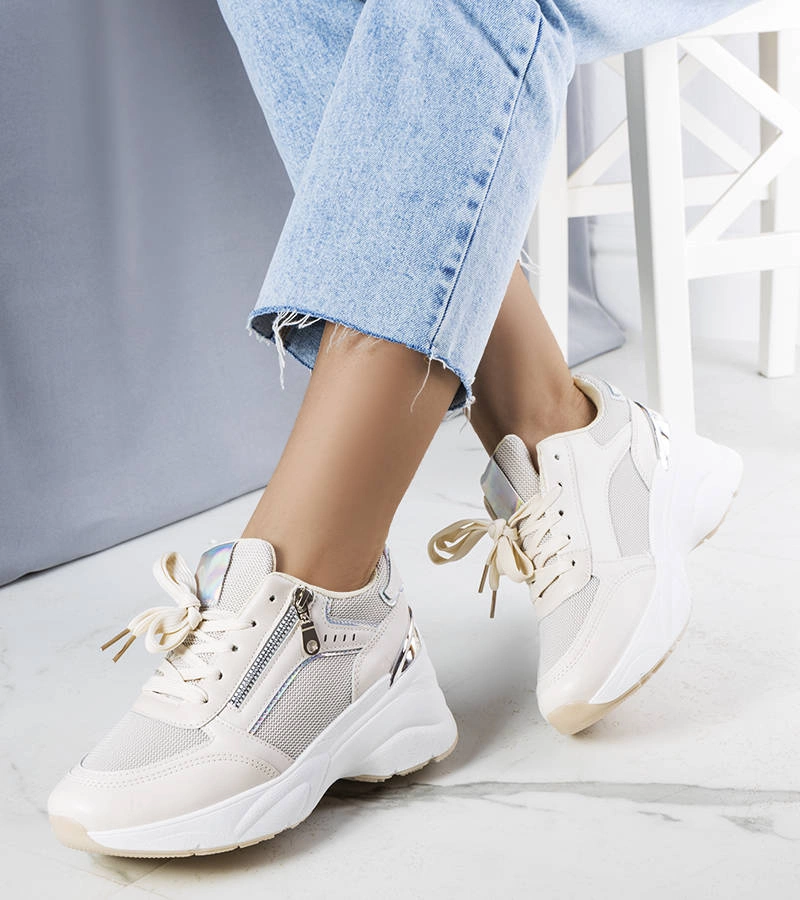 Hers Beżowe sportowe sneakersy