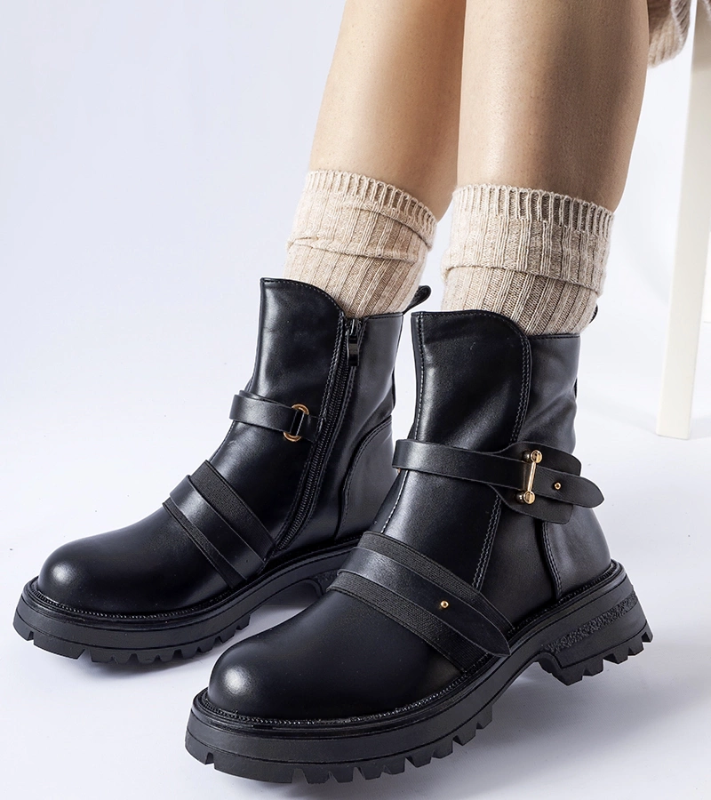 Czarne ocieplane botki