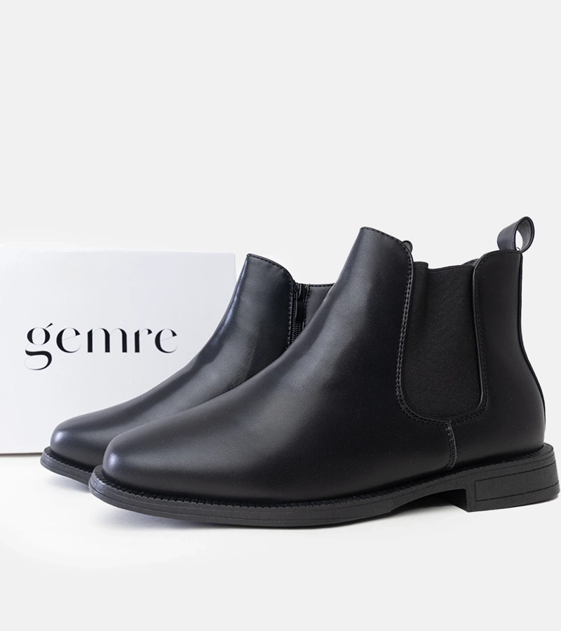 Czarne sztyblety męskie z elastyczną wstawką eko-skóra