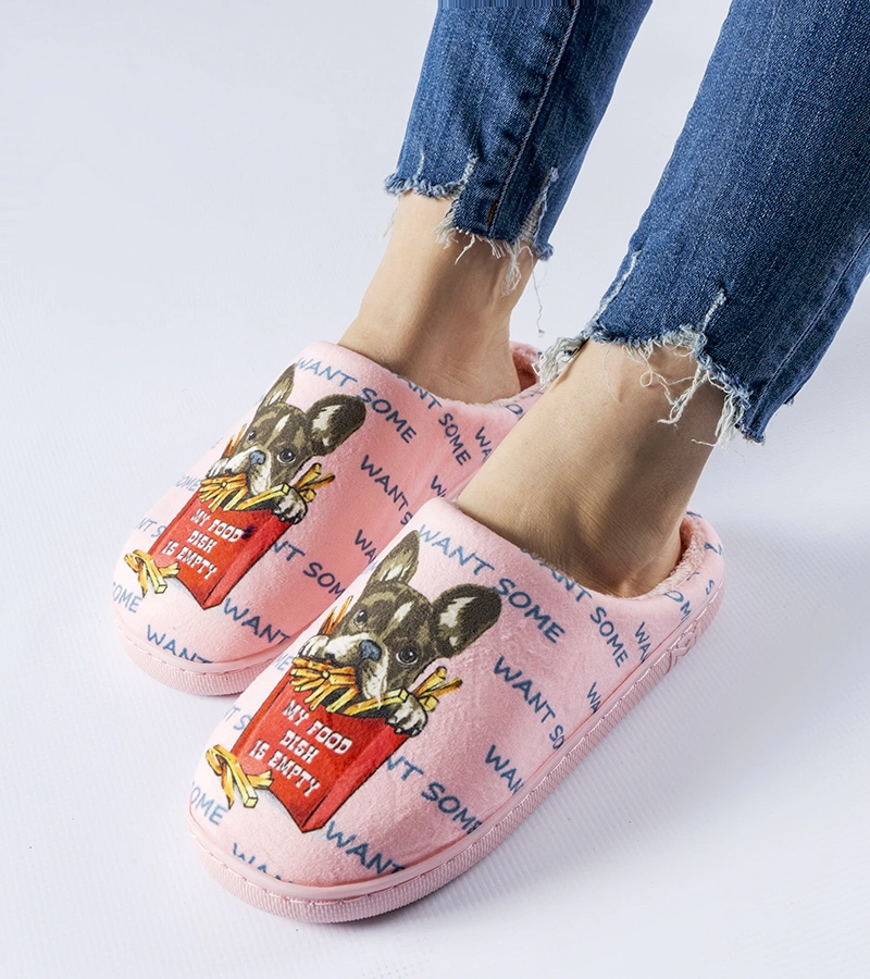 Różowe kapcie z futerkiem