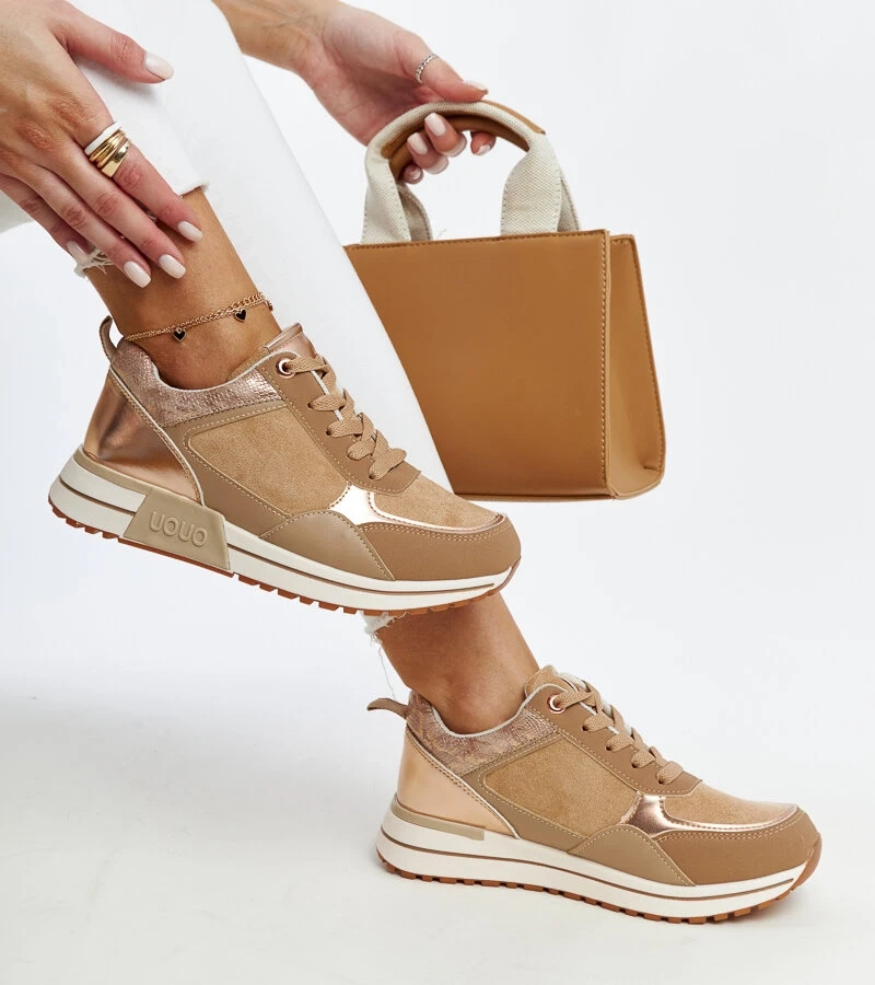 Brązowe  sneakersy na platformie