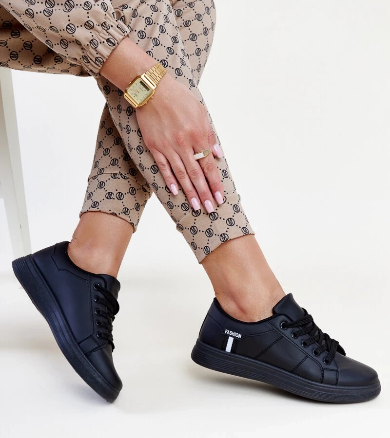 Czarne sneakersy eko skóra