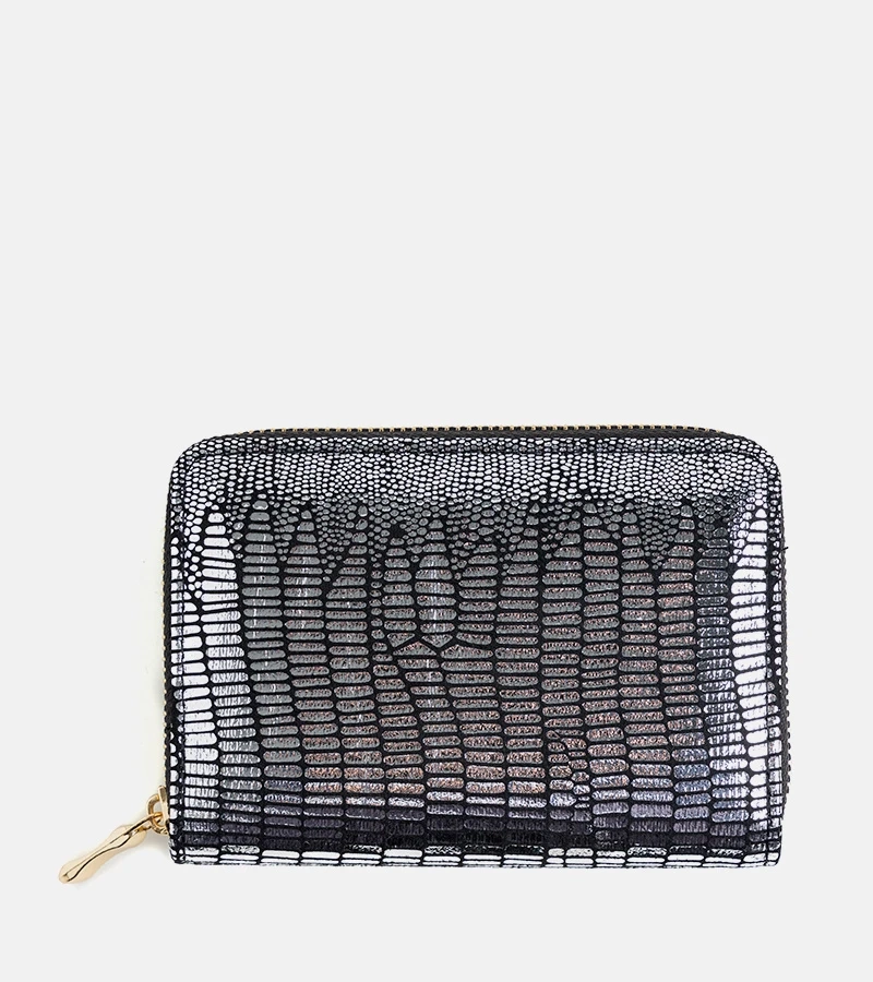 Hers Portfel błyszczący srebrny