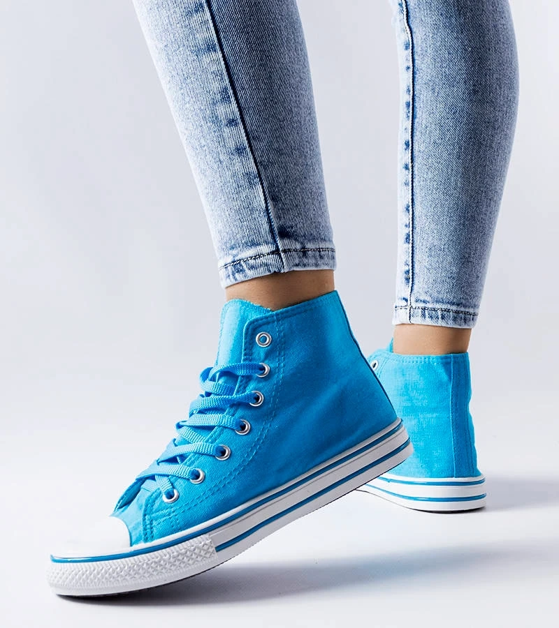 Wysokie niebieskie trampki na zamek