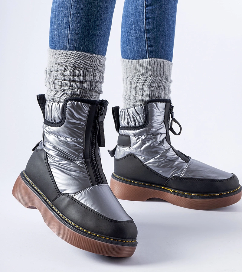 Szare ocieplane śniegowce na suwak