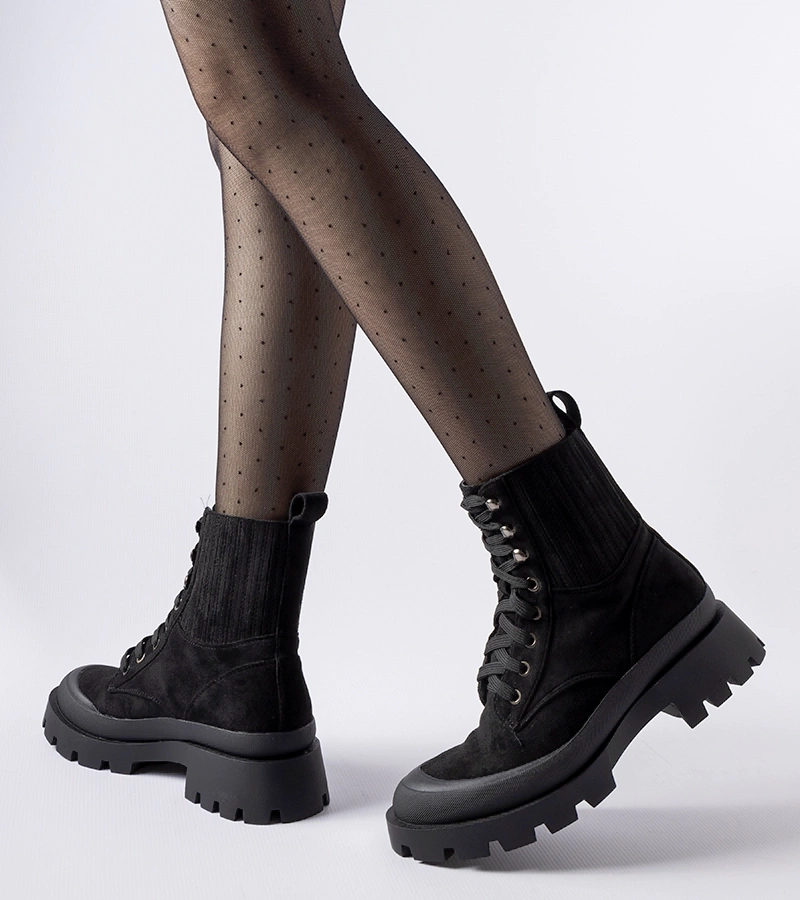 Hers Czarne botki z eko-zamszu